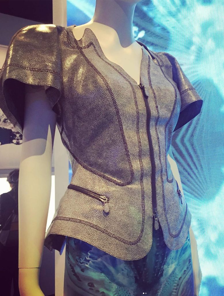 From McQueen’s Plato’s Atlantis collection, this stingray leather jacket (check out the stitching) was inspired by scuba diving wetsuit | Irene’s Dry Cleaning