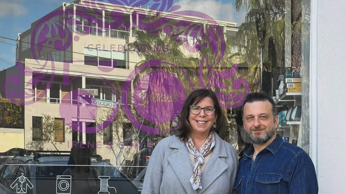 Catherine Cluning, CEO of the Drycleaning Institute of Australia and Emmanuel | Irene’s Dry Cleaning