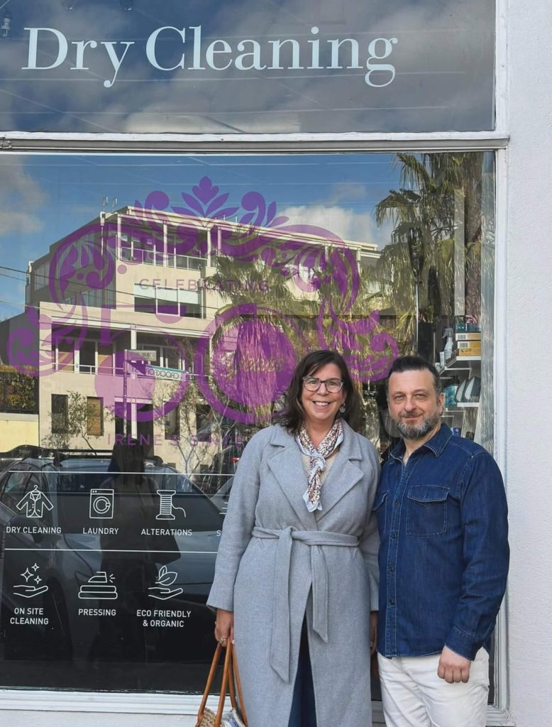 Catherine Cluning, CEO of the Drycleaning Institute of Australia and Emmanuel | Irene’s Dry Cleaning