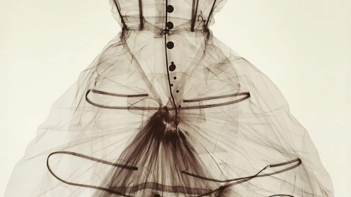 Nick Veasey's X-ray of couture bodice and skirt| Irene’s Dry Cleaning