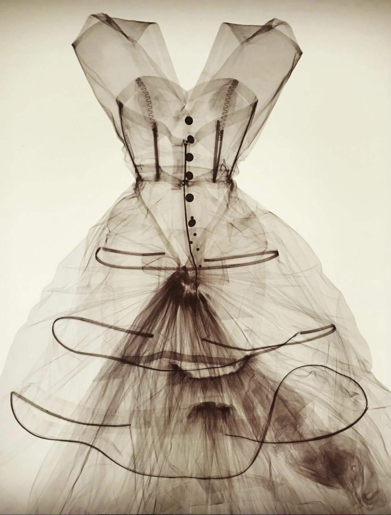 Nick Veasey's X-ray of couture bodice and skirt| Irene’s Dry Cleaning