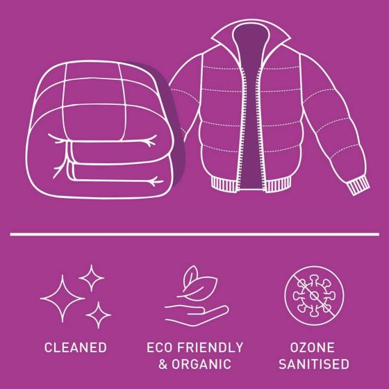 Dry clean and store your quilts & puffer jackets until next winter. Try our natural bacteria & virus destroying, sanitising & deodorising service with ozone | Irene’s Dry Cleaning