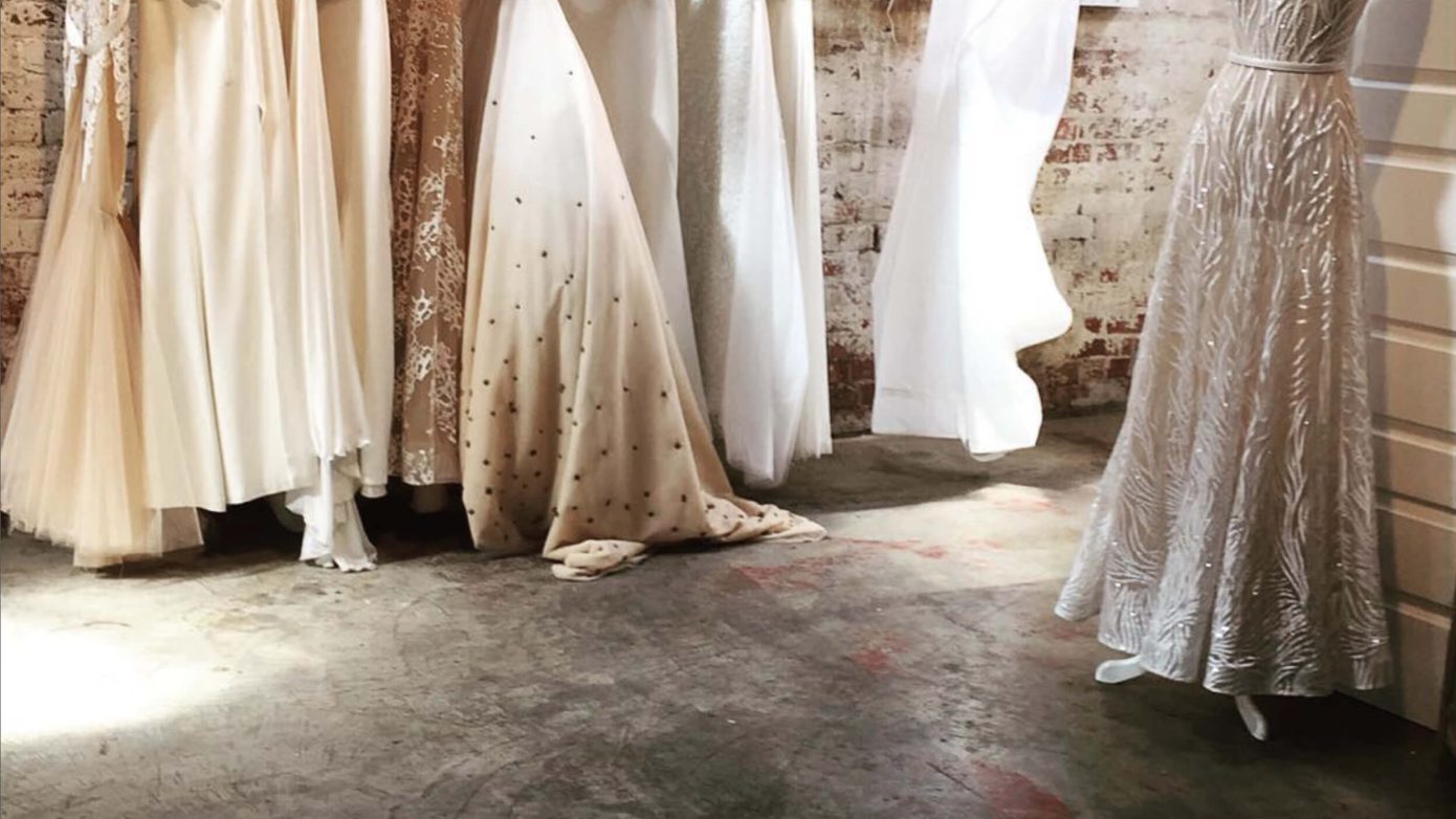 Returning a wedding dress to the studio of iconic Melbourne designer, just look at his collection! | Irene’s Dry Cleaning